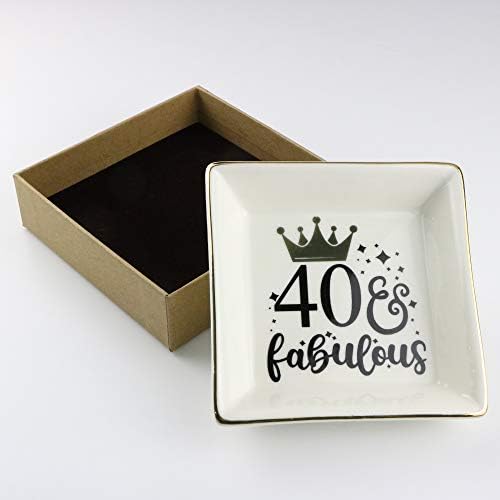 40 יום הולדת מתנות לנשים קרמיקה טבעת צלחת תכשיט מגש 40 שנה ישן יום הולדת מתנות לאישה אמא אמא דודה חבר