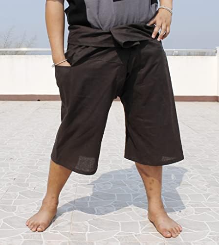 Raanpahmuang תאילנד דייג עטוף מכנסיים מיוצרים בבד קנבוס חזק חזק