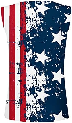 יום עצמאות גופיות לנשים ללא שרוולים V צוואר חולצות טריקו דגל אמריקאי חולצת טי סיבתית חולצות וינטג