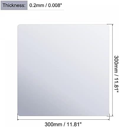 גיליון מראה גמיש של UXCELL, 300 ממ x 300 ממ x 0.2 ממ מדבק קיר דבק עצמיות פינת עגולה ללא זכוכית 12 יח