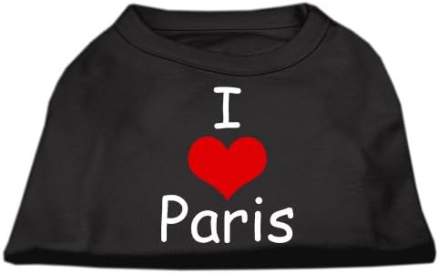 אני אוהב את Paris Design Print DINT חולצה שחורה XS
