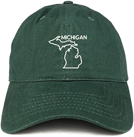 חנות הלבשה אופנתית מישיגן טקסט מתאר מדינה כובע אבא כותנה רקום