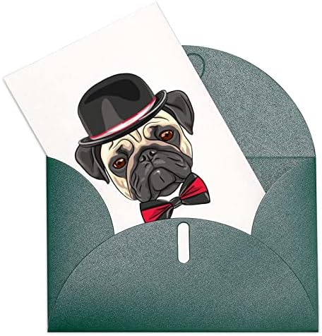 כלב פאג חמוד לכל אירוע כרטיסי ברכה כרטיסי פתק ריקים עם מעטפות 4 x 6 אהדה ליום הולדת תודה