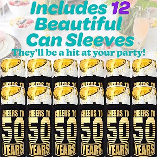 Seltzer Can Can Cooler 12 חבילה, קישוטים של מסיבת יום הולדת 50 מאושרת לגברים, שרוולים מבודדים קישוטים ליום הולדת