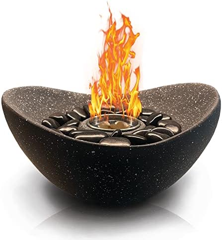 Rasakaso קערת בור אש מודרנית של שולחן האש - בטון נייד בור אש ללא עישון למורחים, תאורה ועיצוב חתיכת מרכז