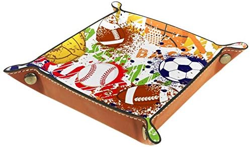 דפוס ספורט של Lyetny עם כדורים מארגן מגש אחסון קופסת מיטה מיטה מיטה שולחן עבודה שולחני החלפת ארנק מפתח