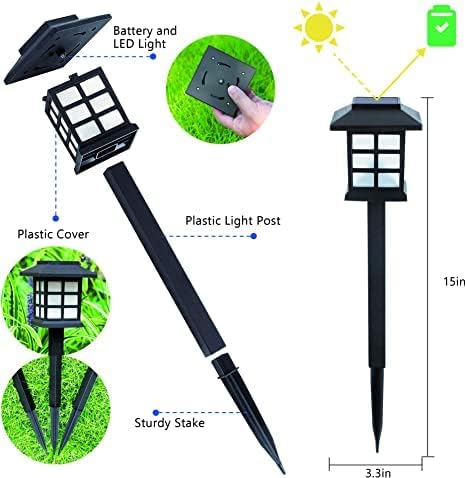 6 חבילה אור סולארי חיצוני גן חיצוני פטיו מסלול נוף אורות נוף חצר שביל חניה מסלול מדשאה.