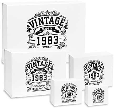 קופסאות מתנה עם מכסים-קופסת מתנה מגנטית-קופסת מתנה לבנה למתנות יום הולדת 40 ב -5 גדלים-מקורי-קטן