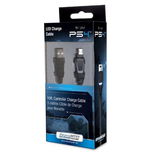 DreamGear - כבל טעינה של PS4 LED עבור בקרי DualShock4 - נוריות LED מצביעות על טעינה ומטענת