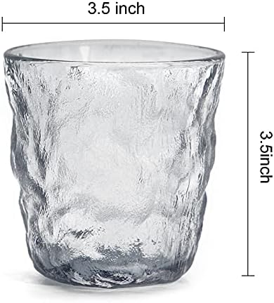 טוסו כבד קרחוני דפוס זכוכית כוס, קישוט שתיית משקפיים סט של 2 כלי זכוכית סט למטבח, בית, מסעדה, בר וארוחת ערב מסיבות
