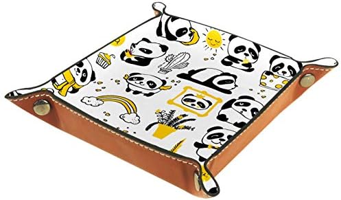 פנדה צהוב טון מעשי מיקרופייבר עור אחסון מגש - משרד שולחן מגש המיטה נושא כלים אחסון ארגונית עבור