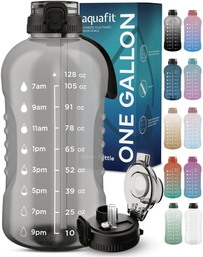 בקבוק מים ליטר 1 עם מכסה קש ומכסה 2 ב -1 - 128 גרם בקבוק מים עם סמן זמן, בקבוקי מים של כד גלון עם קש,