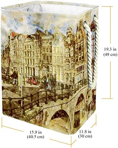 יוניסי אמסטרדם נוף ציור סל כביסה מתקפל סל אחסון סל תינוק סל