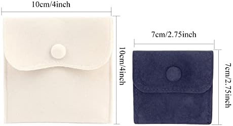 חבילת Hsiwto של 10 תיקי קטיפה שקיות אחסון שקיות מתנה תכשיטים ניידים עם כפתור הצמד, כחול כהה קטן