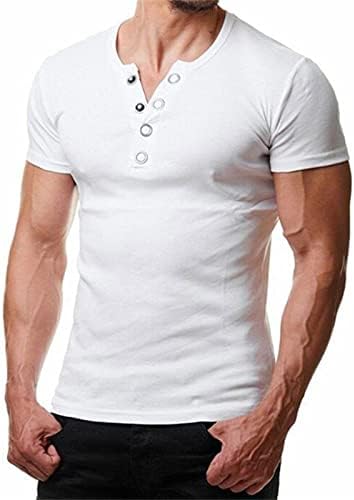 2023 גברים חדשים מזדמנים צבע מוצק חולצה עליונה V חולצה חולצה מוצקה כפתור שרוול ראגלן חולצה חולצה חולצה שחייה