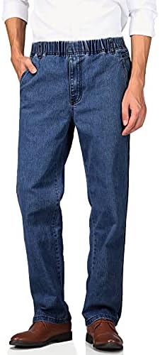 מכנסי ג 'ינס ג' ינס מותניים אלסטיים מזדמנים לגברים