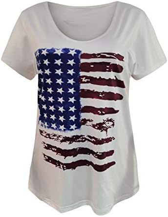 חולצת דגל אמריקאית נשים ארהב פסים כוכבים רביעי יולי חולצות טי הדפס מזדמן V צוואר טי צוואר סווטשירט