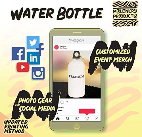 מוצרי Molandra Rettie - 20oz hashtag בקבוק מים לבנים נירוסטה עם קרבינר, לבן