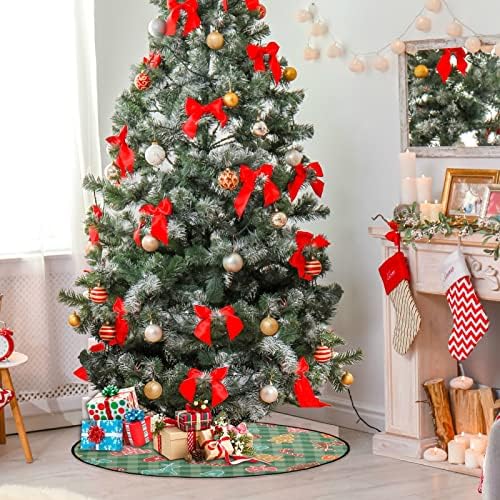 Mnsruu חצאית עץ חג המולד מחצלת עץ עץ אטום למים להגנה על רצפה, קישוטי עוגיות ג'ינג'ר, 28.3 אינץ '