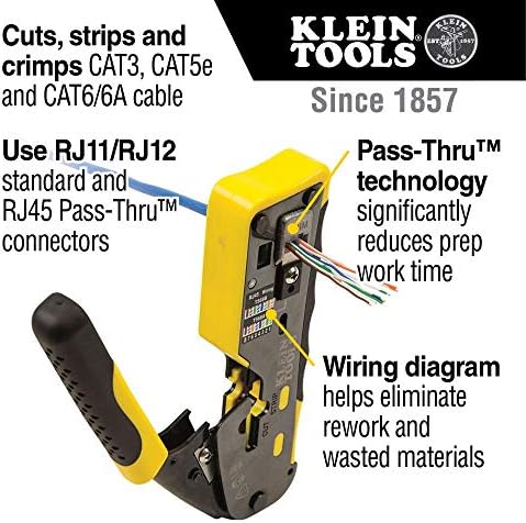 Klein Tools VDV501-853 בודק CoaxialCable, Scout Pro 3 עם Test-N-Map Remote & VDV226-110 Ratcheting כבלים מודולריים