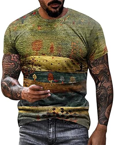 ZHDD חייל חולצות שרוול קצר לרחוב אופנה Mens 3d Aztec Boho Tee Graphic Tea