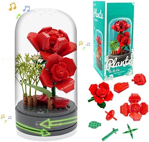 קופסת פרחים קומופואם בניין קופסת מוסיקה קופסת מוסיקה בוטנית עם שולחן עבודה/שולחן משרדי תפאורה של פרחים אבני בניין