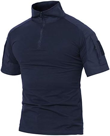 חולצות צבאיות טקטיות של Magcomsen גברים 1/4 רוכסן שרוול קצר