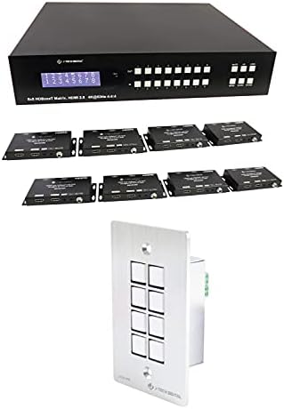 J-Tech Digital 8x16 4K60Hz HDMI Matrix צרור עם J-Tech Digital 8-Button Panel Place Place Wall