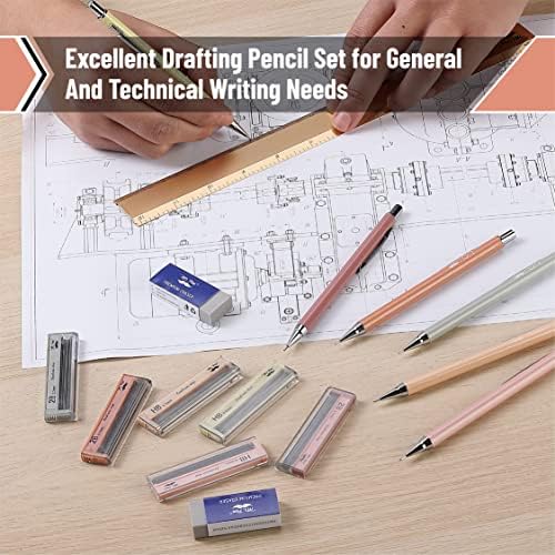 סט עיפרון מכני של מר עט - בוהו עם מילוי עופרת ומחקים, מארז 6, נושא בוהו, 0.5 מ מ ו-0.7 מ מ, עפרונות חמודים, עיפרון