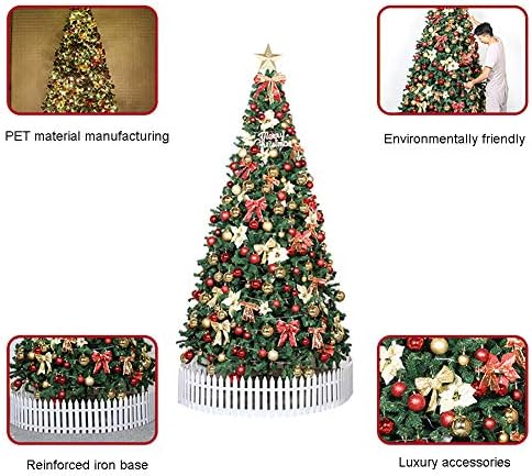 עץ חג מולד מלאכותי של 9.8ft מואר, עץ אשוח עם צירים פרמיום עם אורות וקישוטים של LED, 1800 טיפים לענף, הרכבה
