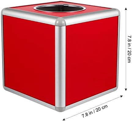 קופסת הגרלה אדומה של Stobok קופסת הגרלה מרובעת תיבת המזל קופסת הכדור תיבת כרטיסים תיבת כרטיסים אחסון קוביית