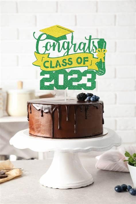 סיום עוגת טופר 2023 ירוק וזהב, מסיבת סיום קישוטי 2023 ירוק וזהב, כיתה של 2023 סיום קישוטי ירוק,