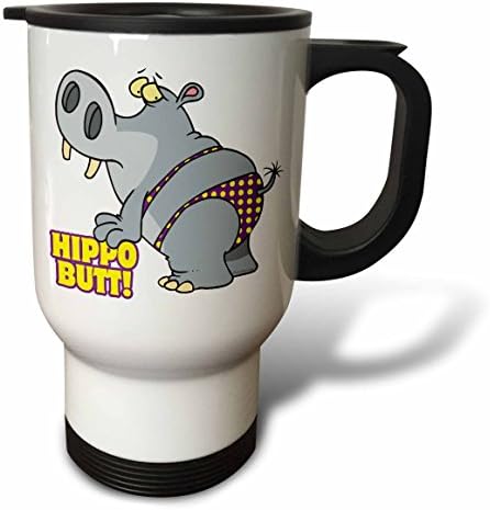 3drose Hippo Bitt Bikini Hippopotamus ספל נסיעות, 14 גרם, רב צבעוני