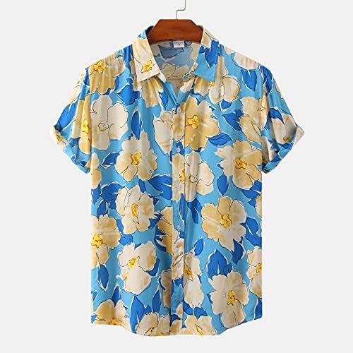 חולצת הוואי של ZDFER HAWAIIAN חולצות צווארון חולצות צווארון יחיד עם שרוול קצר שרוול קצר כפתור מזדמן במורד חולצות