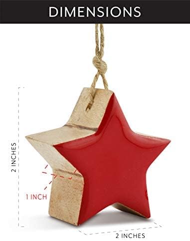 קישוטי כוכבי כוכבי החווה של Auldhome; עץ עם קישוטים לחג המולד של אמייל אדום אמייל 2 אינץ ', סגנון אמייל
