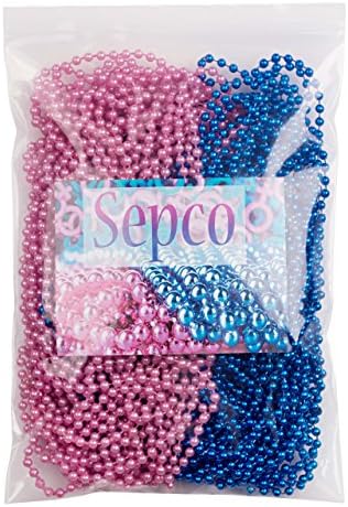 SEPCO 30 אינץ '4 ממ עגול מין עגול לחשוף חרוזים מפלגת מקלחת לתינוק סט של 26 כולל חרוזים ורודים וכחולים