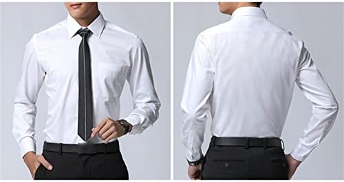 גברים מזדמנים קמטים חינם שמלת חולצה רגיל להתאים כפתור למטה חולצות קלאסי מוצק רזה מתאים ארוך שרוול חולצות