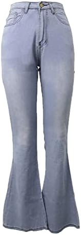 התלקחות פעמון תחתון ג 'ינס לנשים גבוהה מותן למתוח רחב רגל ג' ינס מכנסיים קלאסי הרזיה רטרו קומפי ז