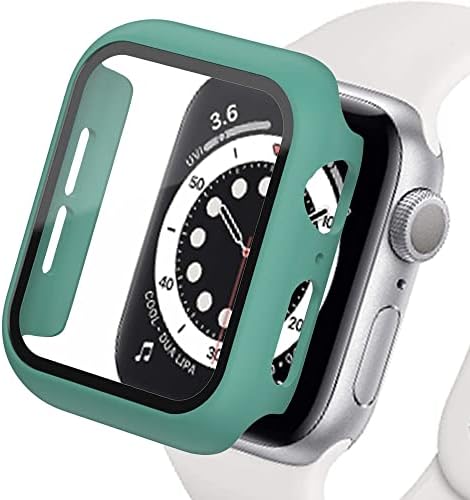 מגן מסך זכוכית מזג אנטי-סקרט + כיסוי מחשב קשה תואם לסדרת Apple Watch 7 45 ממ 41 ממ, אביזרי שעון
