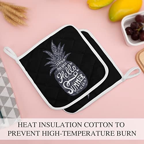 מחזיקי סיר קיץ אננס 8x8 רפידות חמות עמידות בפני חום הגנה על שולחן העבודה למטבח בישול 2 חלקים