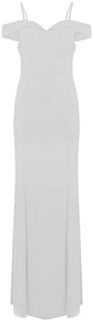 שמלות מקסי של Dopocq לנשים מחליקות נ 'צוואר אחורי ללא צבע אחורי נשף בולי ים שמלת גוף גוף חתונה אורח