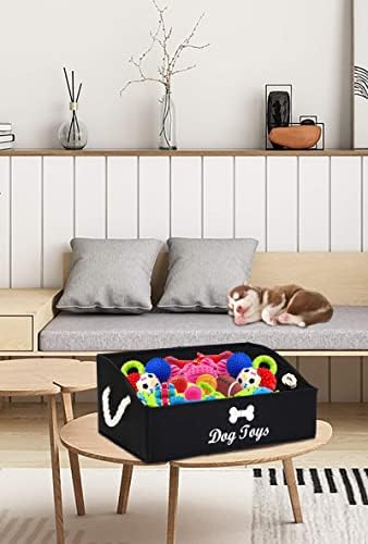 MOREZI כלב גדול צעצוע סל כלב סלי צעצוע רדוד - מושלם לפח מתקפל לסלון, חדר משחקים, ארון, ארגון ביתי - שחור