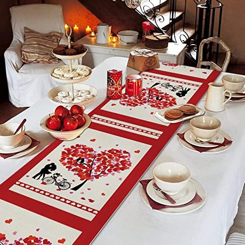 חג האהבה רץ לשולחן לב עץ אהבה אוהבים מתוקים יום נישואין דקור 13 איקס 72 אינץ בית מטבח חג אוכל מקורה חיצוני