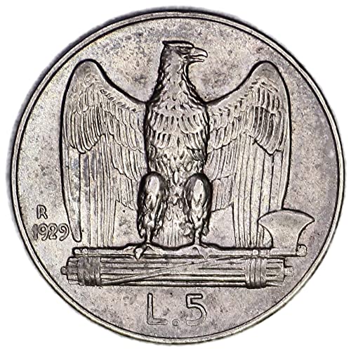 1929 איטליה KM 67 Vittorio Emanuele III Silver 5 Lire Ab
