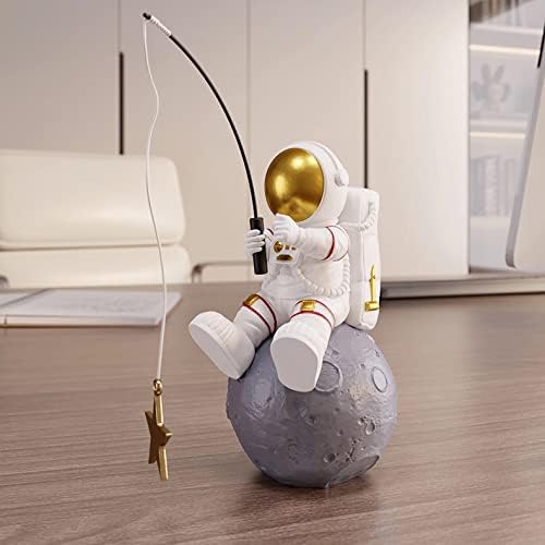 פסל צלמיות אסטרונאוט, פיסול כוכב דיג אסטרונאוט פיסול לעיצוב שולחן עבודה ושולחן שולחן, שרף ספייסמן