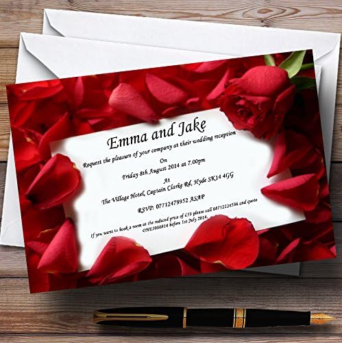 הערת אהבה אדומה של רוז אדום הזמנות לחתונה בהתאמה אישית