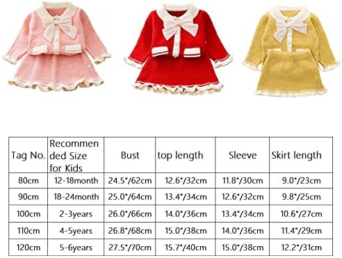 פעוטות תינוקות תינוקות סתיו תלבושת חורפית כפתורים סרוגים סוודר חצאית מיני פרוע שרוול ארוך שמלת