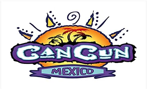 מחזיק מברשת שיניים קרמיקה של אמבסון קנקון, קליגרפיה פאנקי מקסיקו עם עצי דקל ושמש על הרקע, דקורטיבי