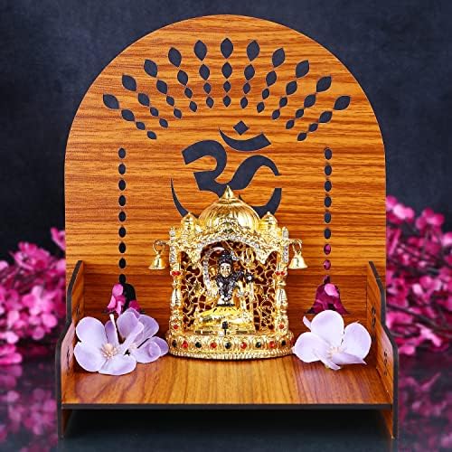 Satvik 1 PC Diy Mdf Puja mandir Set קל לבנות עיצוב OM Pujan Ghar Temple שולחן למעלה God Sihasan הינדי הינדי