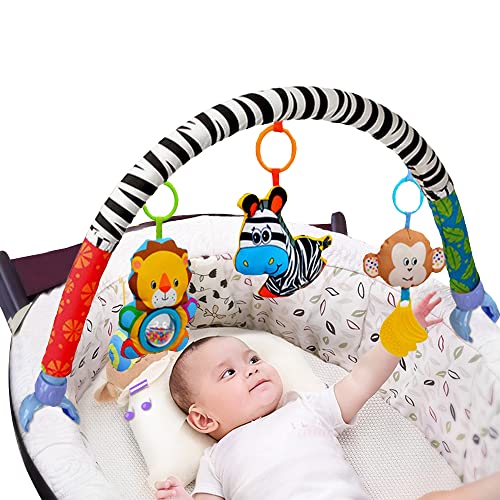 מתכוונן תינוק נסיעות לשחק קשת, להסרה פעילות מוסיקלי בעלי החיים צעצועי נייד עבור עריסה עריסה עגלת עגלת רכב מושב